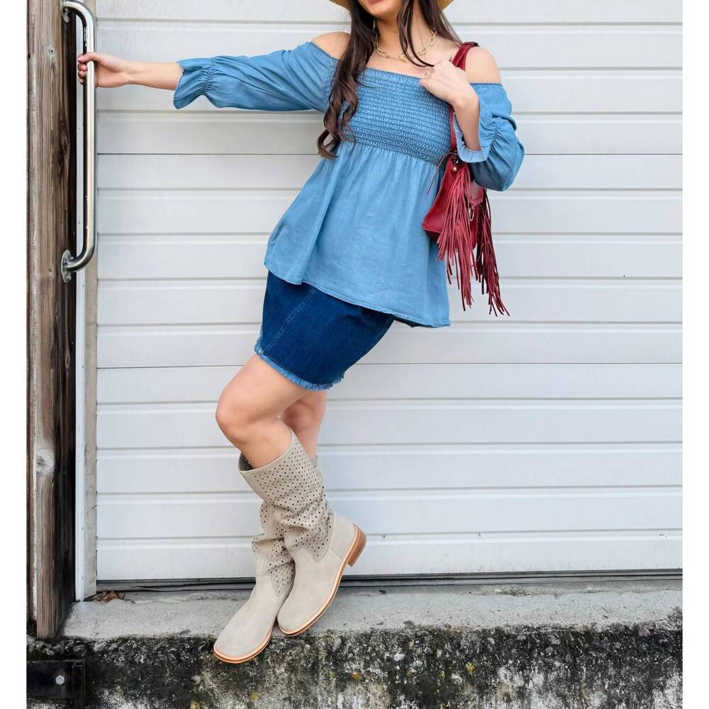 NEW M MADE IN ITALY georgie top in marine